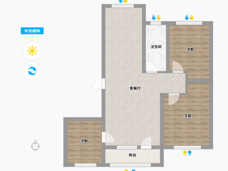 辽宁省-大连市-名仕华庭-76.88-户型库-采光通风