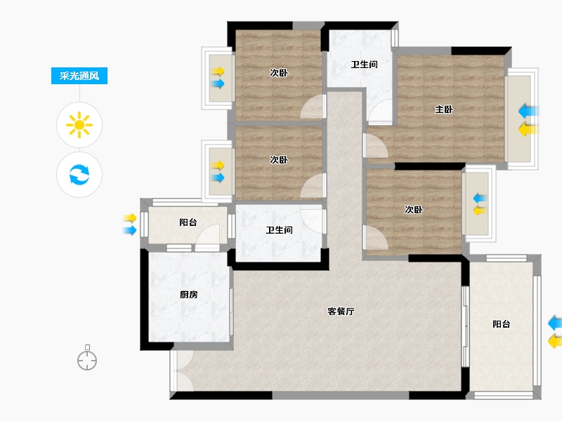 广东省-清远市-和富湖畔公馆-105.15-户型库-采光通风