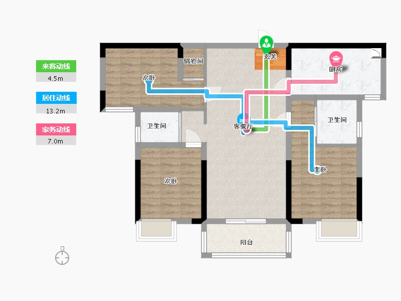 湖南省-长沙市-华申・阳光城・未来悦-90.79-户型库-动静线