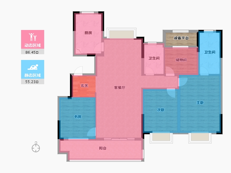 浙江省-宁波市-溪悦江南大院-130.69-户型库-动静分区