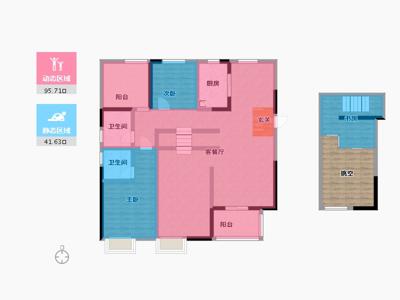 湖南省-长沙市-卓越・跃城-133.30-户型库-动静分区