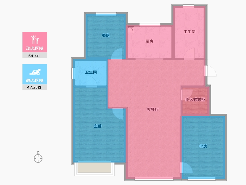 辽宁省-沈阳市-龙湖双珑原著-100.84-户型库-动静分区