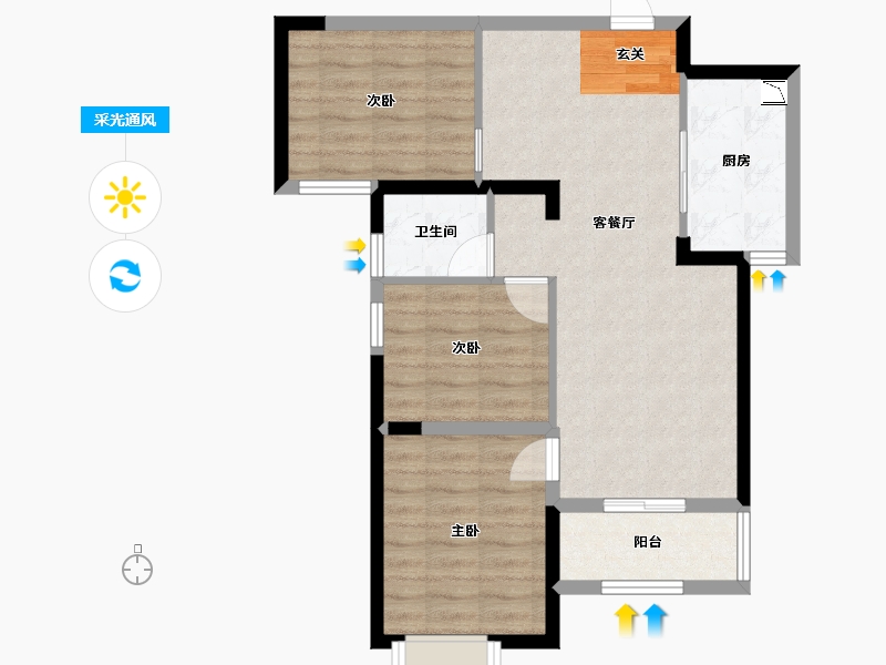 湖南省-长沙市-金地中交麓谷香颂-70.70-户型库-采光通风