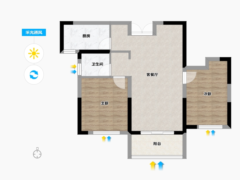 江苏省-南京市-北外滩水城19街区-67.00-户型库-采光通风