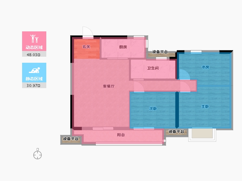 浙江省-嘉兴市-融信澜庭・启杭-72.38-户型库-动静分区