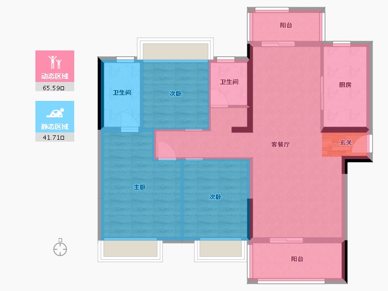 湖北省-仙桃市-沔阳・悦府-96.25-户型库-动静分区