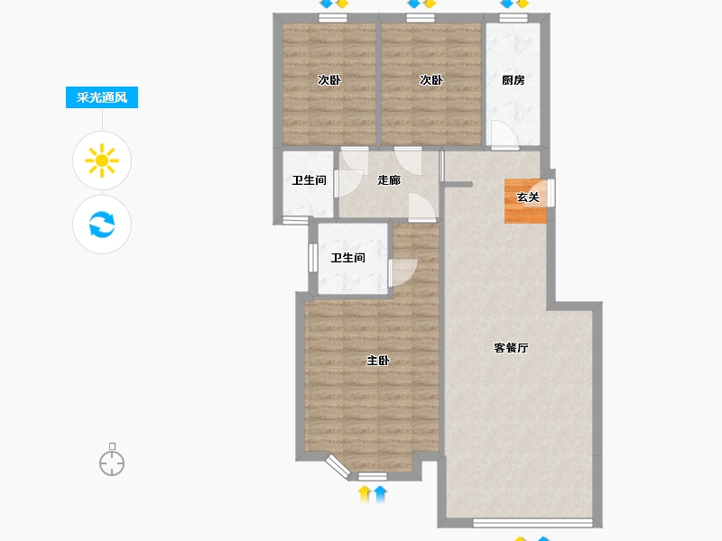 河北省-廊坊市-阿尔卡迪亚-92.71-户型库-采光通风