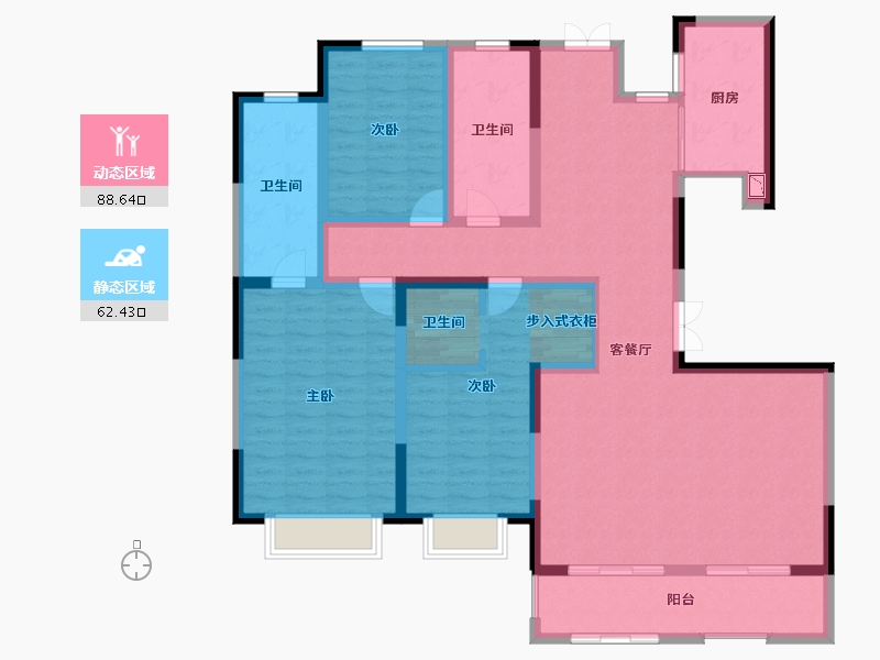 陕西省-西安市-天地源・大都会-135.80-户型库-动静分区