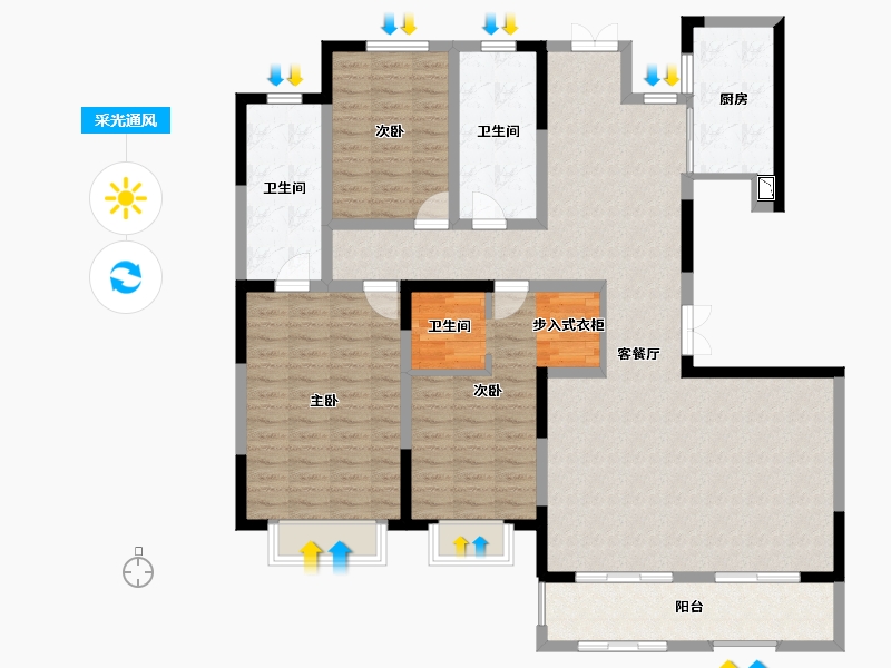 陕西省-西安市-天地源・大都会-135.80-户型库-采光通风