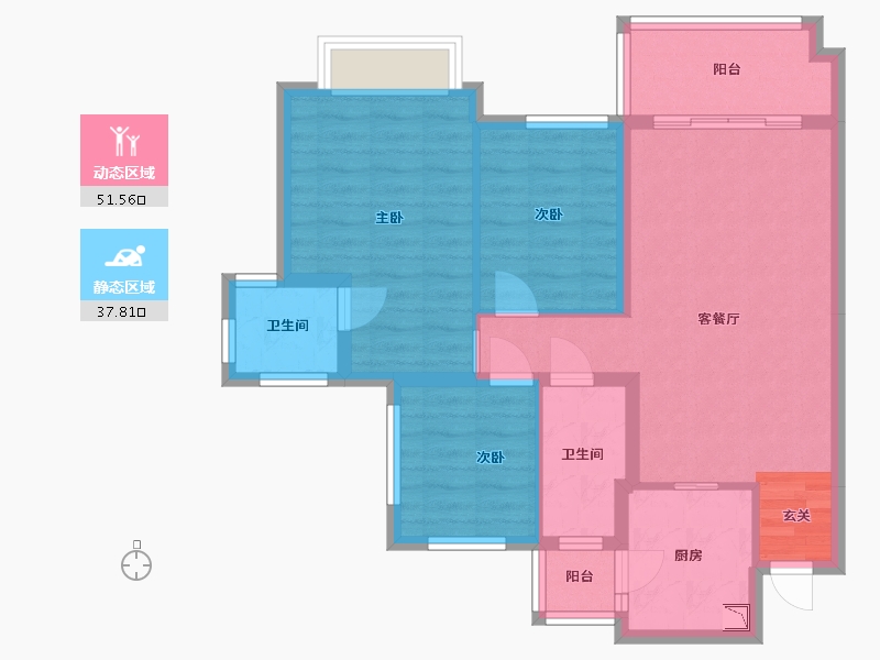 四川省-南充市-鸿通・翡翠城・紫曦府-79.31-户型库-动静分区