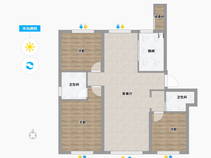 黑龙江省-哈尔滨市-汇智环球金贸城-87.20-户型库-采光通风