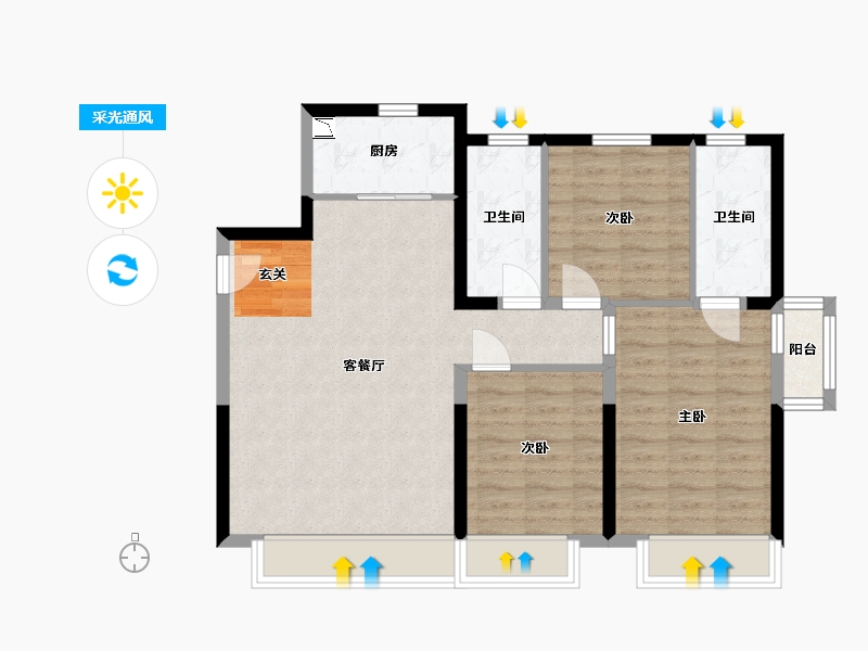 吉林省-长春市-兰溪学府-81.74-户型库-采光通风