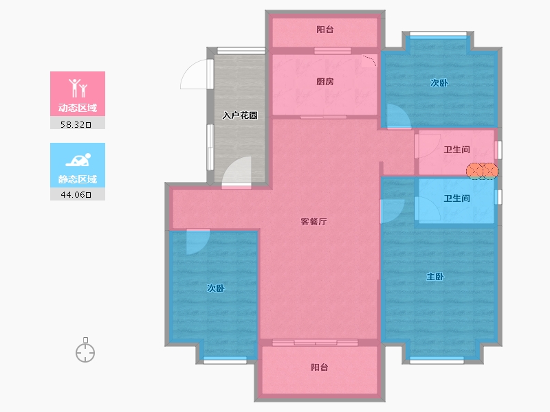 湖南省-长沙市-碧桂园荟隽棠-99.44-户型库-动静分区