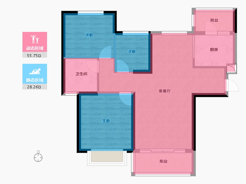 河北省-邢台市-恒大悦府-74.63-户型库-动静分区