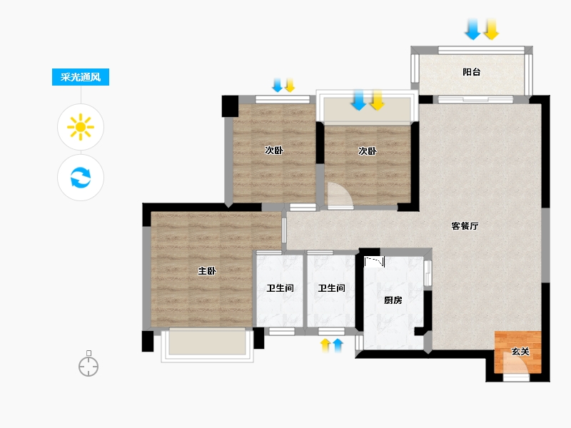 广东省-深圳市-恒地悦山湖-76.59-户型库-采光通风