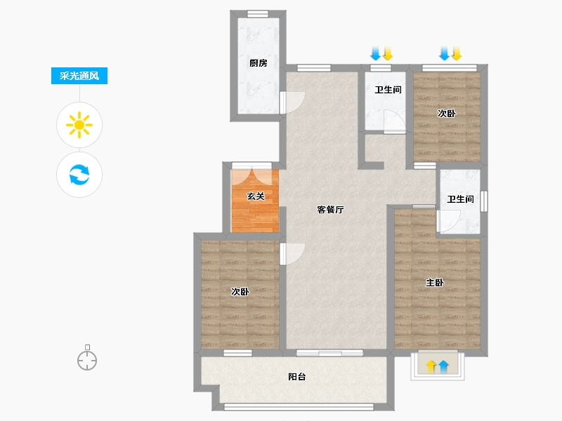 山东省-临沂市-城投华皓城-94.40-户型库-采光通风