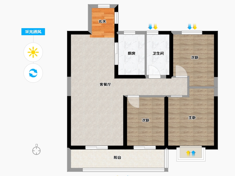 云南省-昆明市-复地��O-88.00-户型库-采光通风