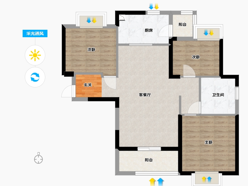 福建省-三明市-恒大御龙天峰-86.40-户型库-采光通风