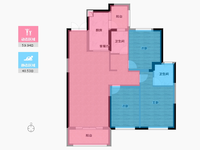 黑龙江省-哈尔滨市-招商贝肯山-89.63-户型库-动静分区