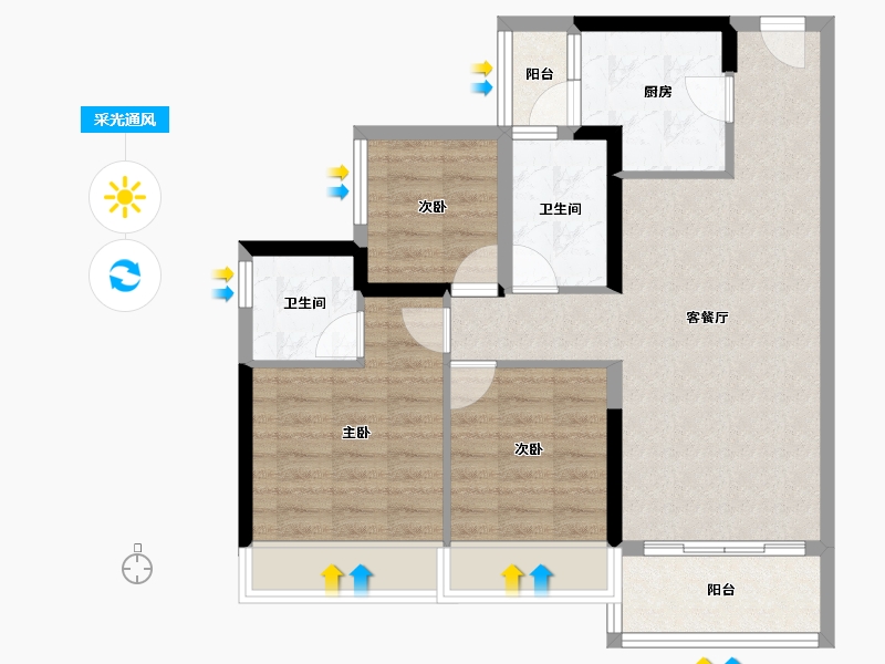 广东省-佛山市-金辉·优步大道-75.63-户型库-采光通风