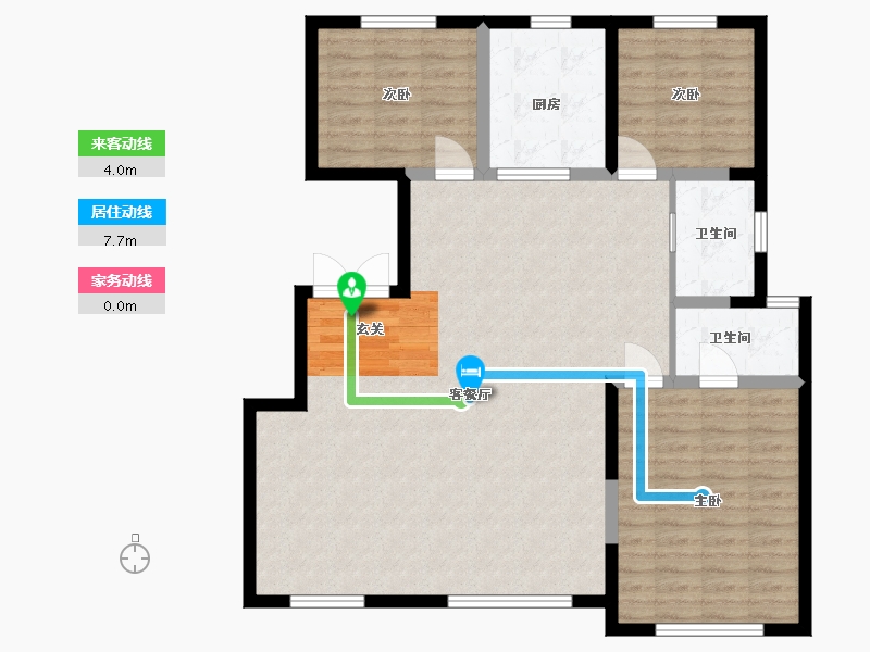 内蒙古自治区-包头市-中海铂悦公馆-107.23-户型库-动静线