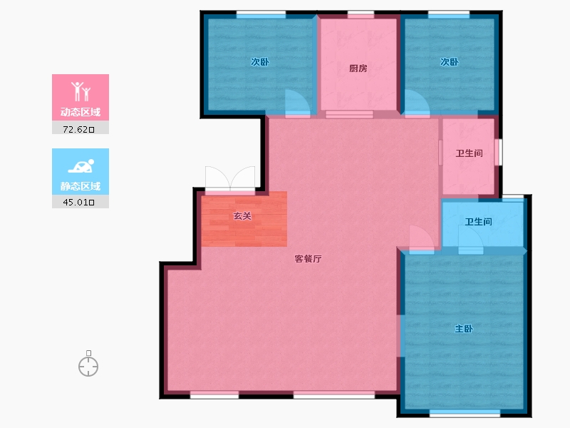 内蒙古自治区-包头市-中海铂悦公馆-107.23-户型库-动静分区