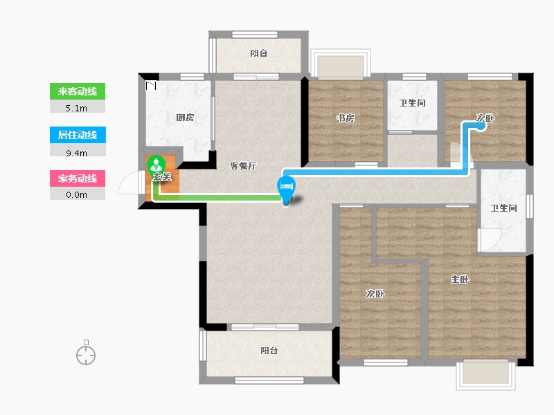 湖南省-长沙市-龙湖・春江悦茗|江寓-114.40-户型库-动静线