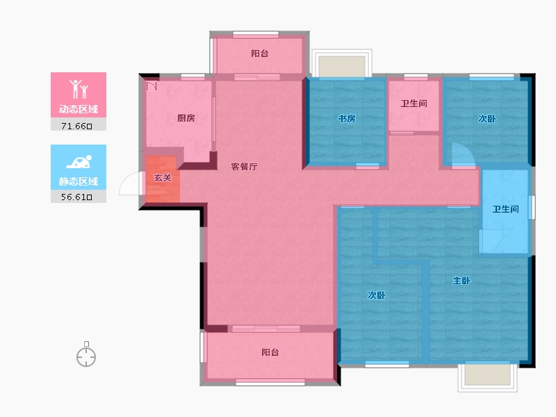 湖南省-长沙市-龙湖・春江悦茗|江寓-114.40-户型库-动静分区