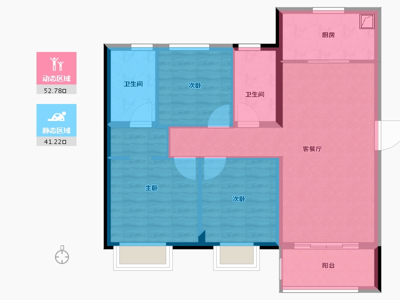 湖南省-长沙市-金地艺境-84.51-户型库-动静分区