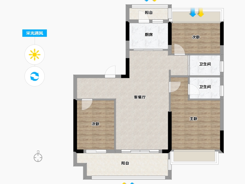 安徽省-六安市-碧桂园正荣凤凰城-93.98-户型库-采光通风