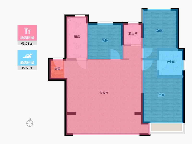 内蒙古自治区-包头市-中海铂悦公馆-98.40-户型库-动静分区