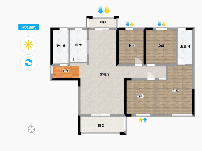 湖南省-长沙市-金富湘江悦城-114.40-户型库-采光通风