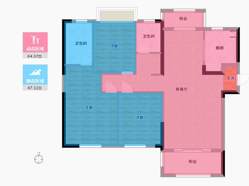 湖南省-长沙市-龙湖・春江悦茗|江寓-100.00-户型库-动静分区