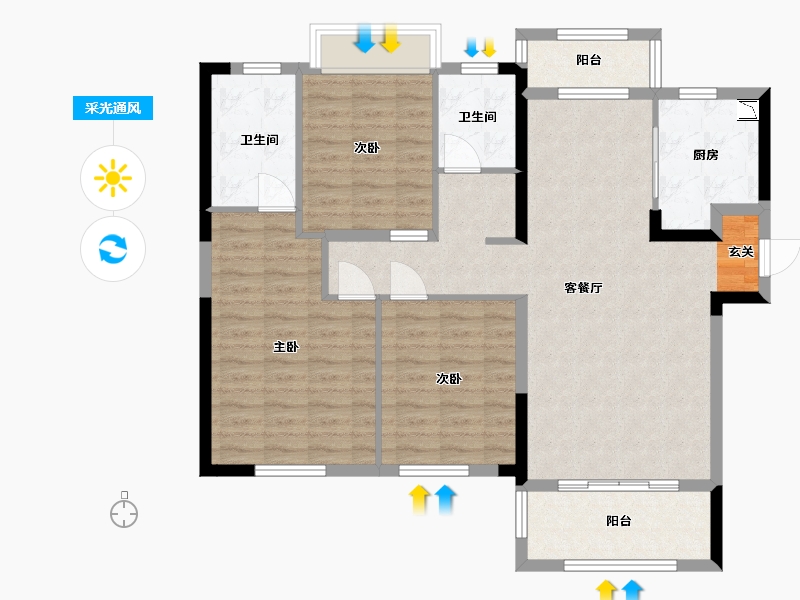 湖南省-长沙市-龙湖・春江悦茗|江寓-100.00-户型库-采光通风