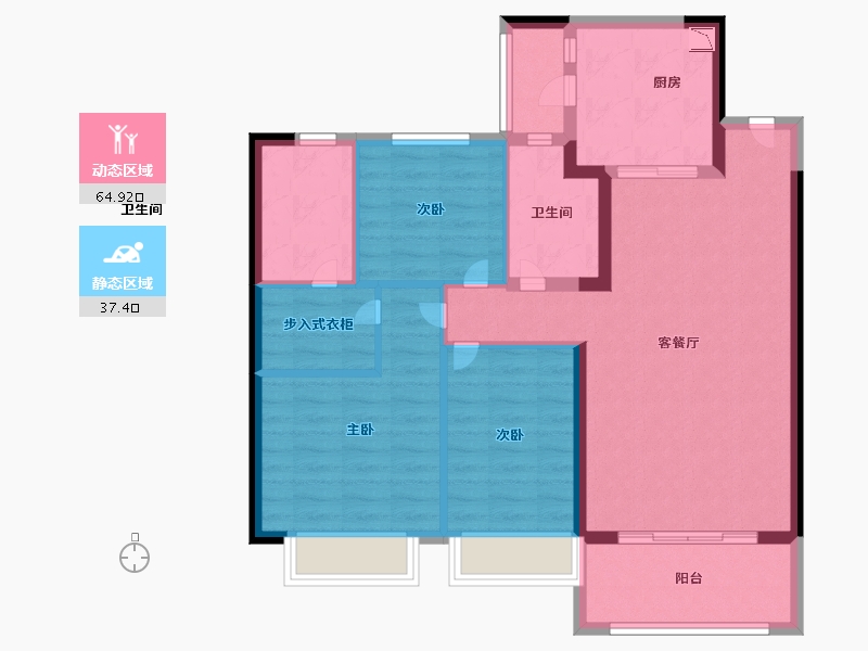 辽宁省-葫芦岛市-龙港恒大逸合城-91.20-户型库-动静分区