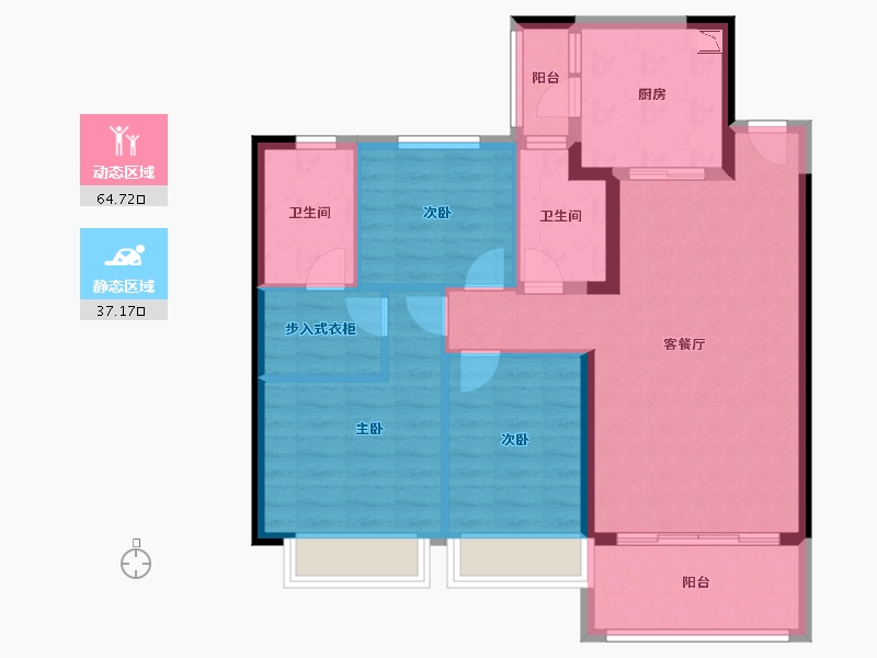 辽宁省-葫芦岛市-龙港恒大逸合城-91.21-户型库-动静分区