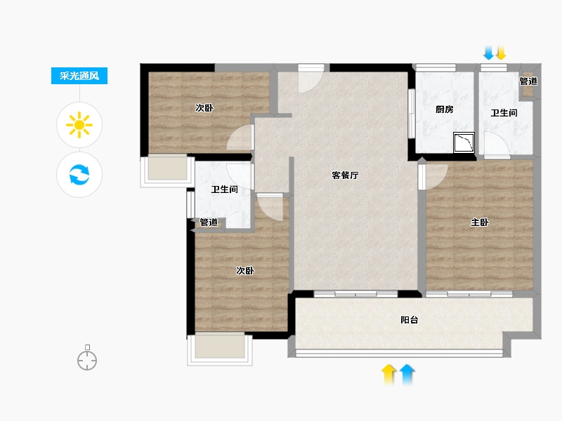 福建省-厦门市-马銮湾1号-92.00-户型库-采光通风