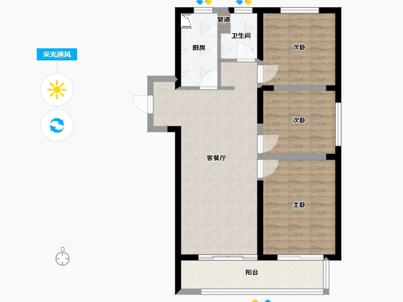 山东省-菏泽市-华地翡翠公园-78.20-户型库-采光通风