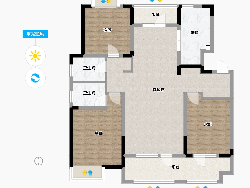 山东省-菏泽市-华地翡翠公园-106.81-户型库-采光通风