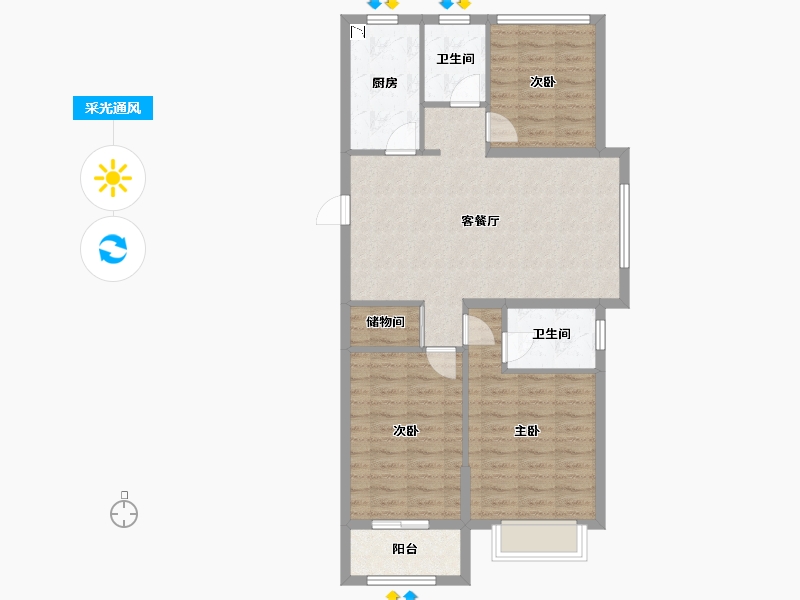 山东省-青岛市-金荷相府-85.84-户型库-采光通风