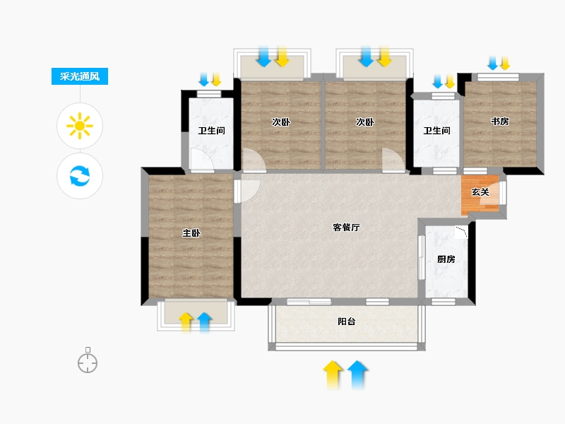 广西壮族自治区-南宁市-印象愉景湾-82.69-户型库-采光通风