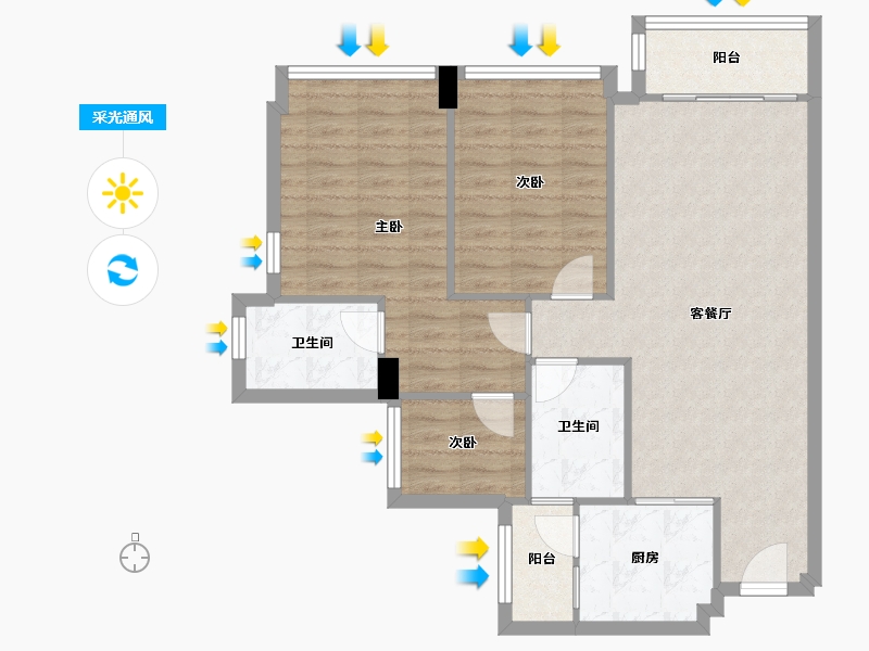 广东省-佛山市-海奥公馆-86.98-户型库-采光通风