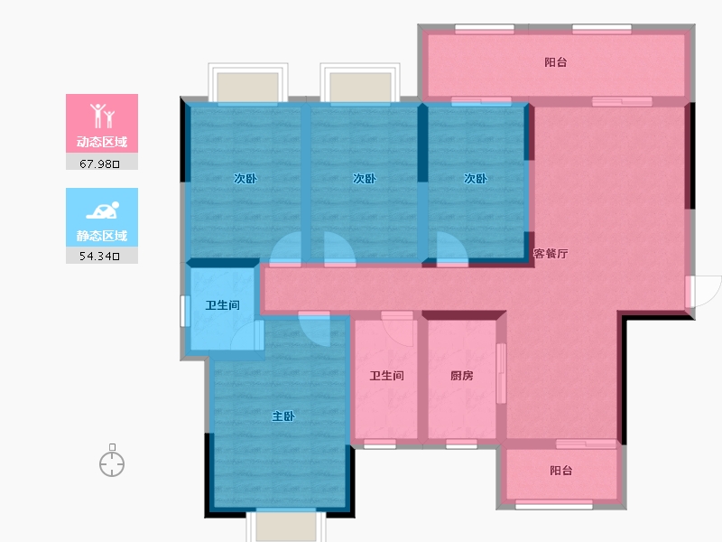 湖南省-湘潭市-欣积福湾-107.59-户型库-动静分区