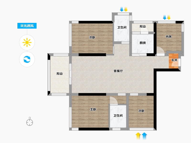 广西壮族自治区-南宁市-天健城天境-96.44-户型库-采光通风