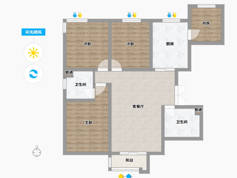 山西省-长治市-金城名邸-89.99-户型库-采光通风