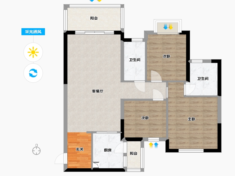 广西壮族自治区-南宁市-南宁恒大悦龙台-91.20-户型库-采光通风