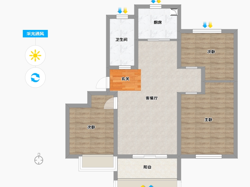 山东省-青岛市-海信文墨里-80.00-户型库-采光通风