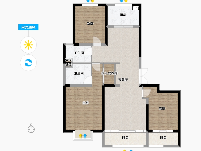 山东省-菏泽市-菏泽当代城MOMΛ-114.40-户型库-采光通风