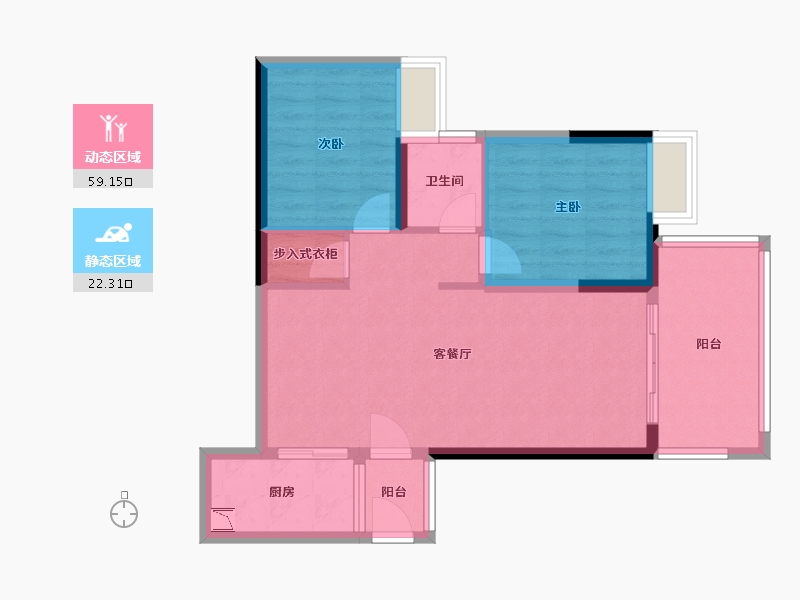 重庆-重庆市-泽京Ta时代-72.84-户型库-动静分区