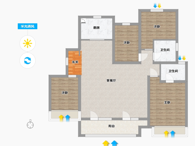 山东省-青岛市-佳兆业・悦峰-114.40-户型库-采光通风